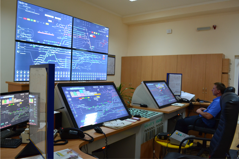 В рабочее место дежурного по станции входит: основной АРМ (сенсорная панель управления), резервный АРМ, а так же панель коллективного пользования станции.